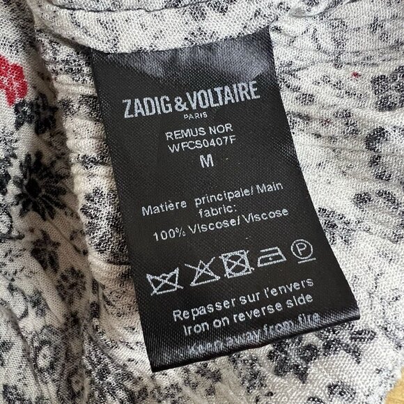 Zadig & Voltaire Mini Dress Remus White Gauze Print Floral Blouson Size Medium - Picture 9 of 10